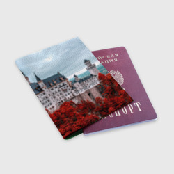Обложка для паспорта матовая кожа Замок в горах и красный лес - фото 2