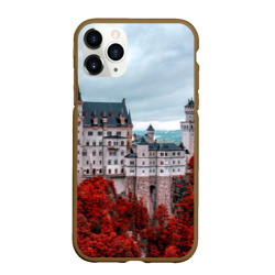 Чехол для iPhone 11 Pro матовый Замок в горах и красный лес