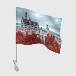 Флаг для автомобиля Замок в горах и красный лес