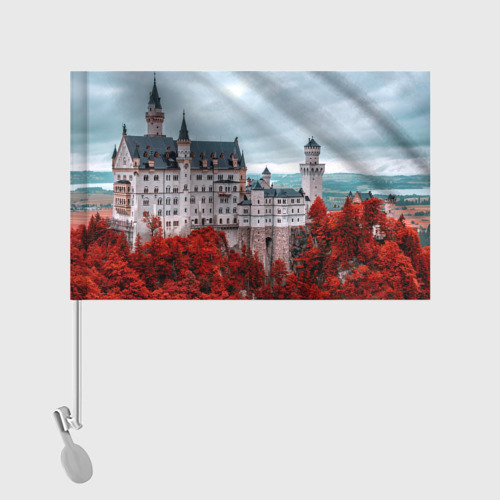 Флаг для автомобиля Замок в горах и красный лес - фото 2