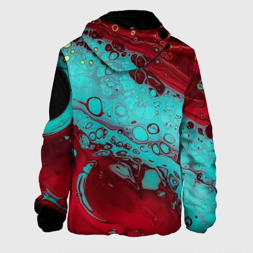 Мужская куртка 3D с принтом Перемешка красной и голубой красок, вид сзади #1