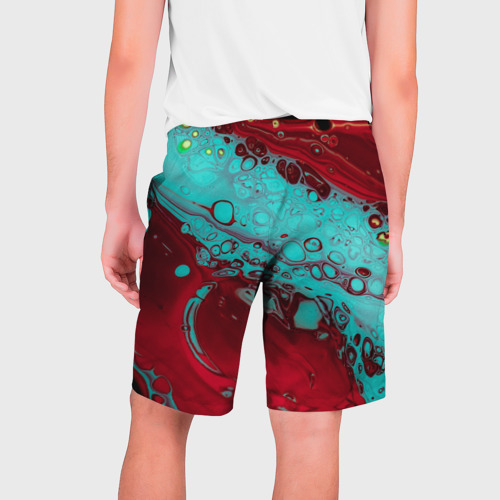 Мужские шорты 3D с принтом Перемешка красной и голубой красок, вид сзади #1