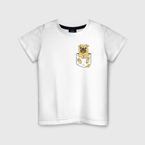 Детская футболка хлопок с принтом Карманный щенок, вид спереди #2