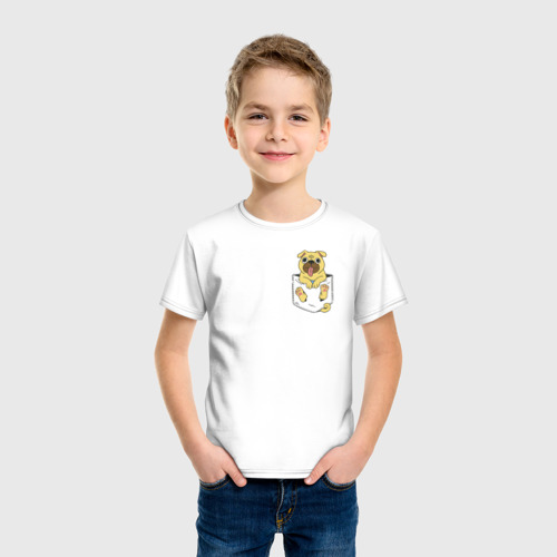 Детская футболка хлопок с принтом Карманный щенок, фото на моделе #1