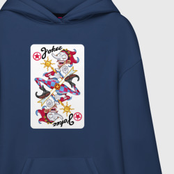 Ультрамодная кофта-худи с принтом Joker - playing card для любого человека, и мужчины, и женщины, вид спереди №2. Цвет основы: темно-синий
