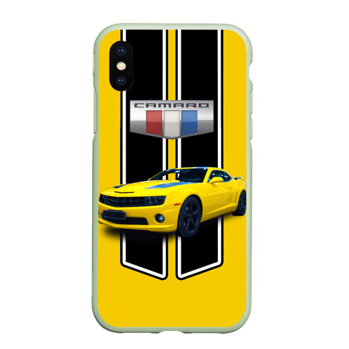 Чехол для iPhone XS Max матовый Мощный маслкар Chevrolet Camaro 2010 года, цвет салатовый