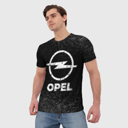 Мужская футболка 3D Opel с потертостями на темном фоне - фото 2