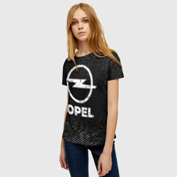Женская футболка 3D Opel с потертостями на темном фоне - фото 2