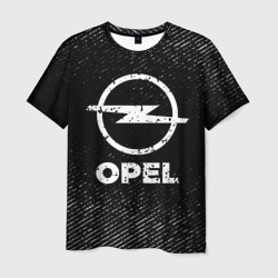 Мужская футболка 3D Opel с потертостями на темном фоне