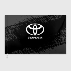 Флаг 3D Toyota Speed на темном фоне со следами шин