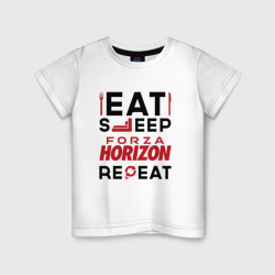 Детская футболка хлопок Надпись: eat sleep Forza Horizon repeat