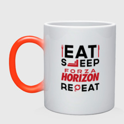 Кружка хамелеон Надпись: eat sleep Forza Horizon repeat