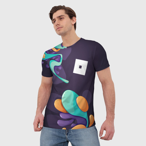 Мужская футболка 3D с принтом Roblox graffity splash, фото на моделе #1