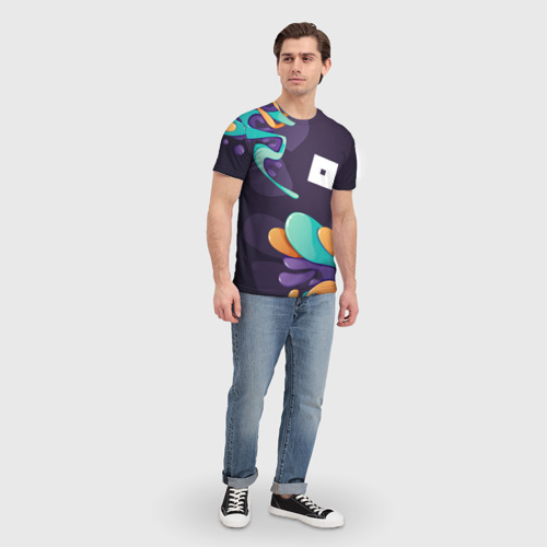 Мужская футболка 3D с принтом Roblox graffity splash, вид сбоку #3