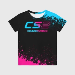 Детская футболка 3D Counter Strike 2 - neon gradient