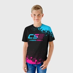 Детская футболка 3D Counter Strike 2 - neon gradient - фото 2