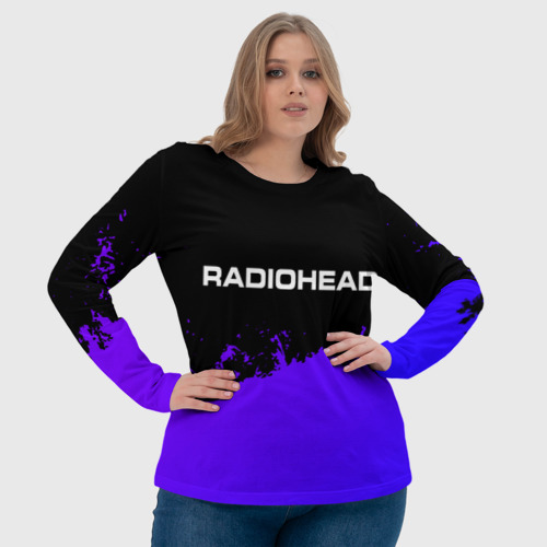 Женский лонгслив 3D Radiohead purple grunge, цвет 3D печать - фото 6