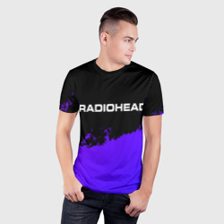 Мужская футболка 3D Slim Radiohead purple grunge - фото 2