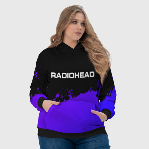 Женская толстовка 3D Radiohead purple grunge, цвет 3D печать - фото 6