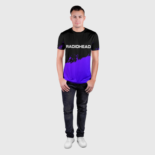 Мужская футболка 3D Slim Radiohead purple grunge, цвет 3D печать - фото 4