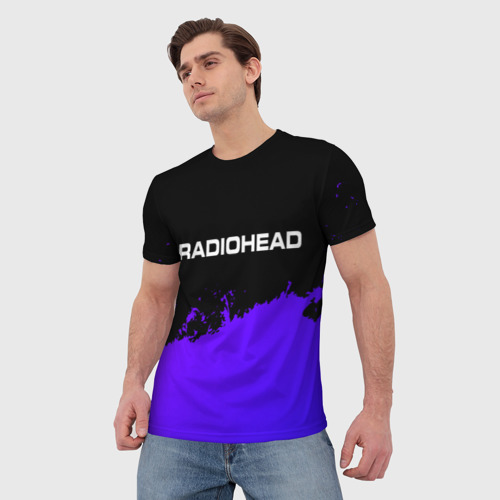 Мужская футболка 3D Radiohead purple grunge, цвет 3D печать - фото 3