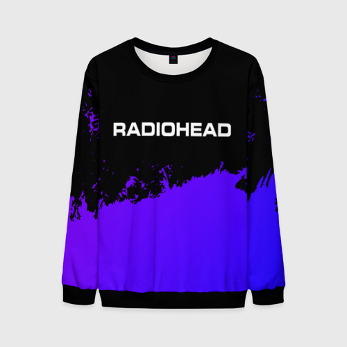 Мужской свитшот 3D с принтом Radiohead purple grunge, вид спереди #2