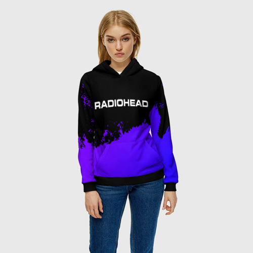 Женская толстовка 3D Radiohead purple grunge, цвет 3D печать - фото 3