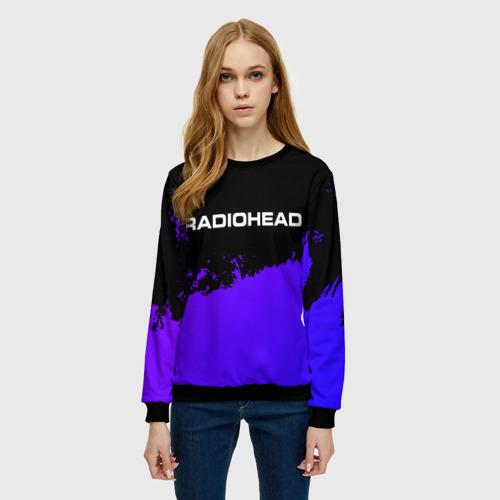 Женский свитшот 3D Radiohead purple grunge, цвет 3D печать - фото 3