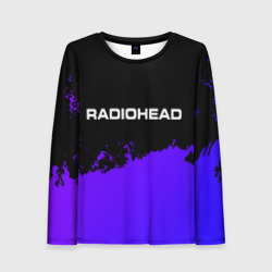 Женский лонгслив 3D Radiohead purple grunge