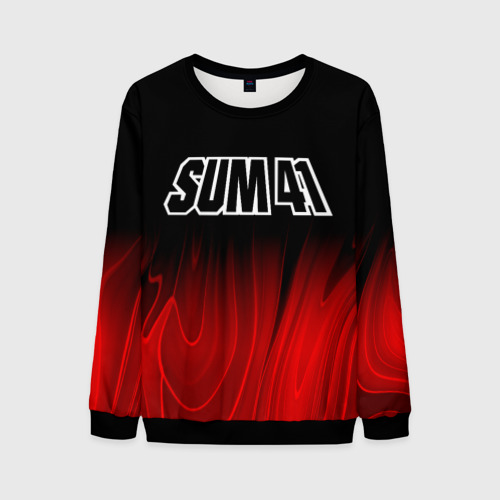 Мужской свитшот 3D Sum41 red plasma, цвет черный