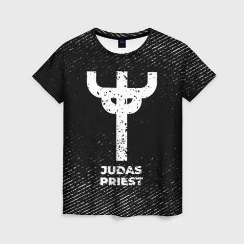 Женская футболка 3D Judas Priest с потертостями на темном фоне, цвет 3D печать