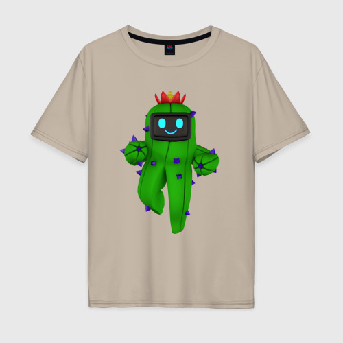 Мужская футболка хлопок Oversize с принтом Tанцующий кактус из игры, вид спереди #2