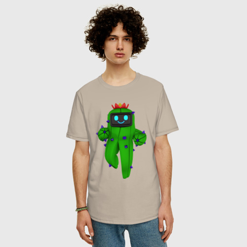 Мужская футболка хлопок Oversize с принтом Tанцующий кактус из игры, фото на моделе #1