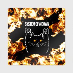 Магнит виниловый Квадрат System of a Down рок кот и огонь