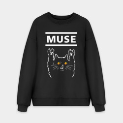 Мужской свитшот oversize без начеса хлопок Muse rock cat