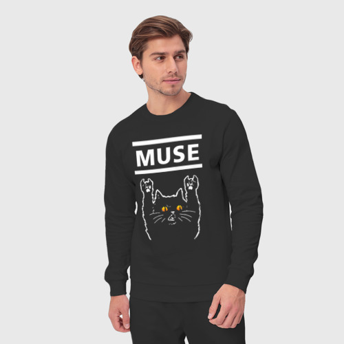 Мужской костюм хлопок Muse rock cat, цвет черный - фото 5