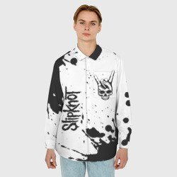 Мужская рубашка oversize 3D Slipknot и рок символ на светлом фоне - фото 2