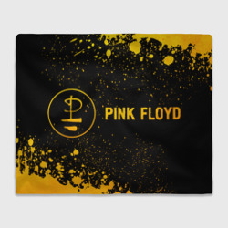 Плед 3D Pink Floyd - gold gradient: надпись и символ