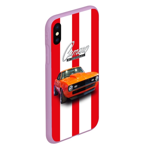 Чехол для iPhone XS Max матовый Ретро маслкар Chevrolet Camaro SS 1968 года, цвет сиреневый - фото 3