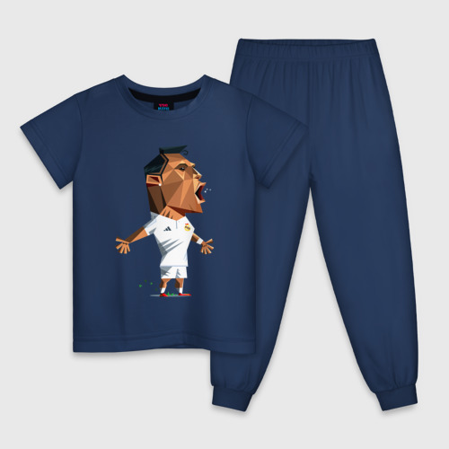 Детская пижама хлопок с принтом Ronaldo scream, вид спереди #2