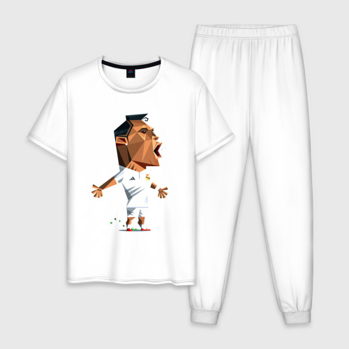 Мужская пижама хлопок с принтом Ronaldo scream, вид спереди #2