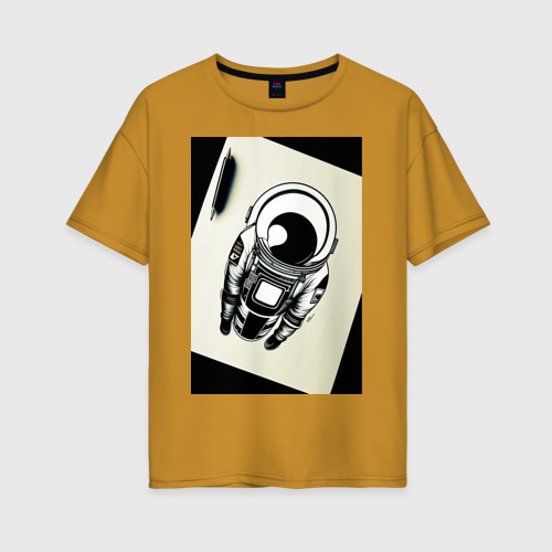 Женская футболка хлопок Oversize с принтом Нарисованный астронавт, вид спереди #2