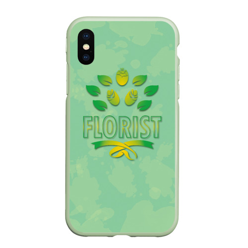 Чехол для iPhone XS Max матовый Florist, цвет салатовый