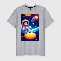 Мужская футболка хлопок Slim Мультяшный астронавт