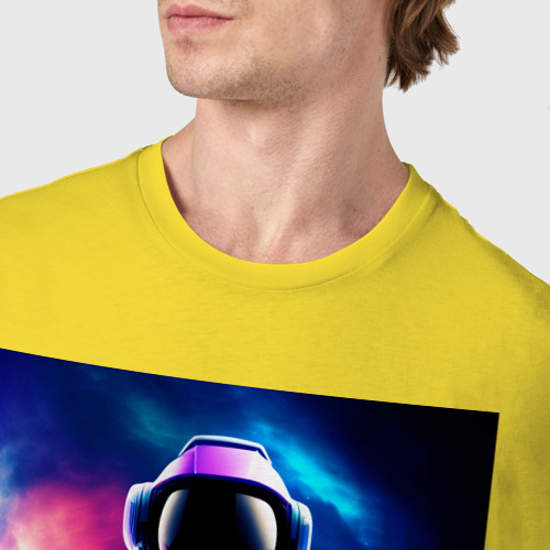 Мужская футболка хлопок Космический герой, цвет желтый - фото 6