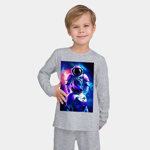 Детская пижама с лонгсливом хлопок с принтом Космический герой, фото на моделе #1