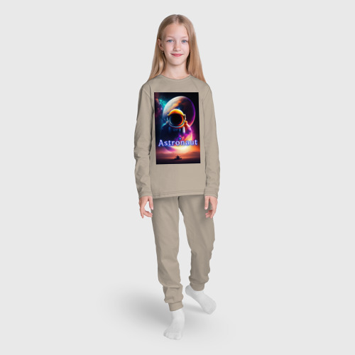 Детская пижама с лонгсливом хлопок с принтом Астронавт и марсоход, вид сбоку #3