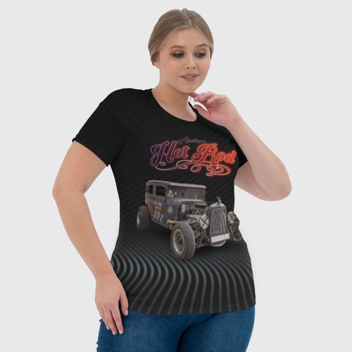 Женская футболка 3D с принтом Американский хот род сделанный на базе машины 30-х годов, фото #4