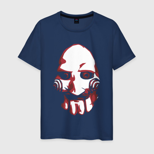 Мужская футболка из хлопка с принтом Saw mask, вид спереди №1