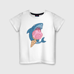 Детская футболка хлопок Акула с мороженым